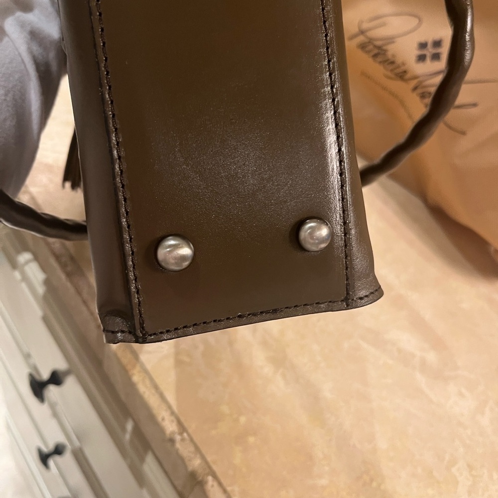 Patricia Nash Rienzo Rose Tooled Satchel Mushroom color - Picture 16 of 16